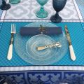 Rectangular Jacquard tablecloth "Marius" blue , by Tissus Toselli