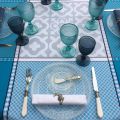 Rectangular Jacquard tablecloth "Marius" blue , by Tissus Toselli