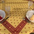 Rectangular Jacquard tablecloth "Vaucluse" red and yellow, by Tissus Toselli