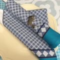 Jacquard table napkins "Marius" blue by Tissus Toselli