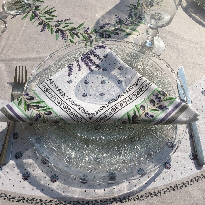 Cotton napkin "Lauris" Lavenders and OLives
