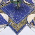 Tapis de table en coton matelassé "Bastide" bleu et jaune