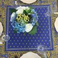 Quilted cotton table cover "Bastide" blue and yellow