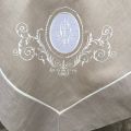 Square linen and polyester tablecloth "Versailles" linen color