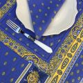Set de table matelassé cadré "Bastide" bleu et jaune, Marat d'Avignon