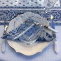 Quilted cotton table cover "Bastide" white and blue