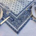 Quilted cotton table cover "Bastide" white and blue