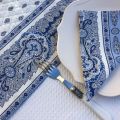 Tapis de table en coton matelassé "Bastide" blanc et bleu