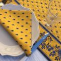 Quilted cotton table cover "Avignon" yellow and bue