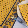 Quilted cotton table cover "Avignon" yellow and bue