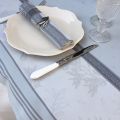 Rectangular Jacquard polyester tablecloth "Oliveraie" grey from "Sud Etoffe"