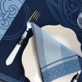 Rectangular Jacquard polyester tablecloth "Barcelone" blue navy from "Sud Etoffe"
