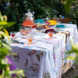 Tessitura Toscana Tellerie, square hemp tablecloth "Jelly"