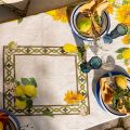 Tessitura Toscana Telerie, square linen tablecloth "Etruscan Garden"