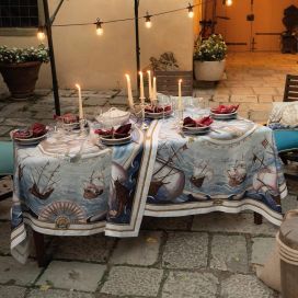 Tessitura Toscana Telerie, rectangular linen tablecloth "Bounty"