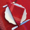 Table napkins  Sud Etoffe "Chamaret" red and orange