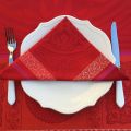 Table napkins  Sud Etoffe "Chamaret" red and orange