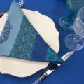 Rectangular Jacquard polyester tablecloth "Ocean" Riviera from "Sud Etoffe"