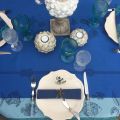 Rectangular Jacquard polyester tablecloth "Ocean" Riviera from "Sud Etoffe"