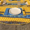Set de table en coton matelassé "Tradition" bleu et jaune "Marat d'Avignon"