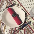 Tapis de table en coton matelassé "Avignon" écru et rouge