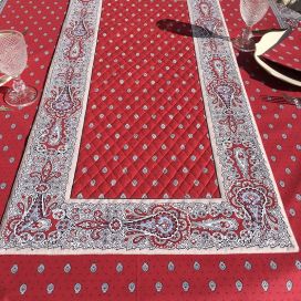 Quilted cotton table runner "Bastide" red and grey by Marat d'Avignon
