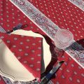 Chemin de table en coton matelassé "Bastide" rouge et gris, Marat d'Avignon