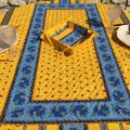 Quilted cotton table runner "Tradition" yellow and blue by Marat d'Avignon