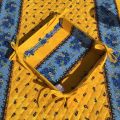 Panière à lacets en coton enduit, "Tradition" jaune et bleue "Marat d'Avignon"