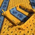 Coated cotton bread basket with laces, 'Tradition" yellow and blue "Marat d'Avignon"