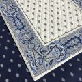 Quilted cotton table runner "Bastide" white and blue by Marat d'Avignon