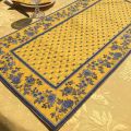 Chemin de table en coton matelassé "Avignon" jaune et bleu, Marat d'Avignon