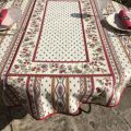 Quilted cotton table runner "Avignon" ecru and red by Marat d'Avignon