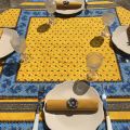Quilted cotton table cover "Tradition" yellow and bue