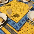 Tapis de table en coton matelassé "Tradition" jaune et bleu