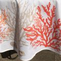 Nappe provençale rectangulaire en coton "Lagon" orange et corail Tissus Toselli