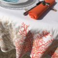 Rectangular tablecloth in cotton "Lagon" orange et corail from Tissus Toselli