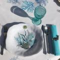 Nappe provençale rectangulaire en coton "Lagon" bleu et turquoise Tissus Toselli