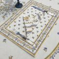Bordered quilted placemats "Moustiers" ecru and blue, by Tissus Toselli