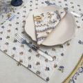 Set de table matelassé cadré "Moustiers" écru et bleu, Marat d'Avignon