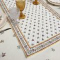 Quilted cotton table runner "Moustiers" ecru and pink by Tissus Toselli