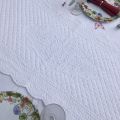 Table runner, Boutis fashion "Rosace" white color