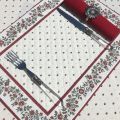 Bordered quilted placemats "Calisson" ecru and red, by Tissus Toselli