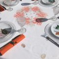 Nappe rectangulaire en coton enduit "Lagon" orange et corail Tissus Toselli