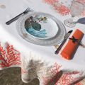 Rectangular tablecloth in coated cotton "Lagon" orange and corail by Tissus Toselli