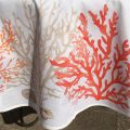 Nappe rectangulaire en coton enduit "Lagon" orange et corail Tissus Toselli