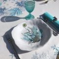 Rectangular tablecloth in coated cotton "Lagon" blue and turquoise by Tissus Toselli