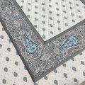 Quilted cotton table runner "Bastide" grey and turquoise by Marat d'Avignon