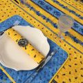 Round tablecloth in cotton "Tradition" Yellow and blue "Marat d'Avignon"