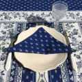 Rounb tablecloth in cotton "Avignon" blue and white by "Marat d'Avignon"